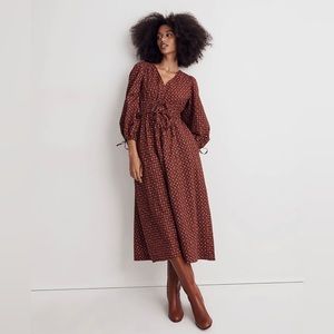 Sophia Tie-Front Midi Dress in Teaberry Floral